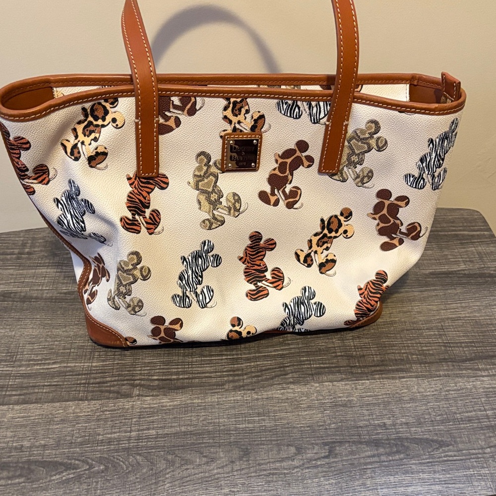 Dooney & Bourke Animal Print Tote in White and Brown